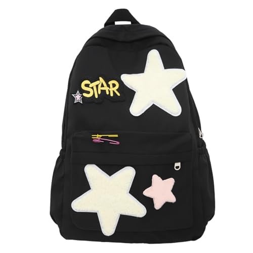 MININAI 2026 Preppy Backpack Trendy Y2K Stars Backpack Cute Aesthetic College Laptop Backpack Casual Daypack Y2k Accessories BlackOne Size - Image 1