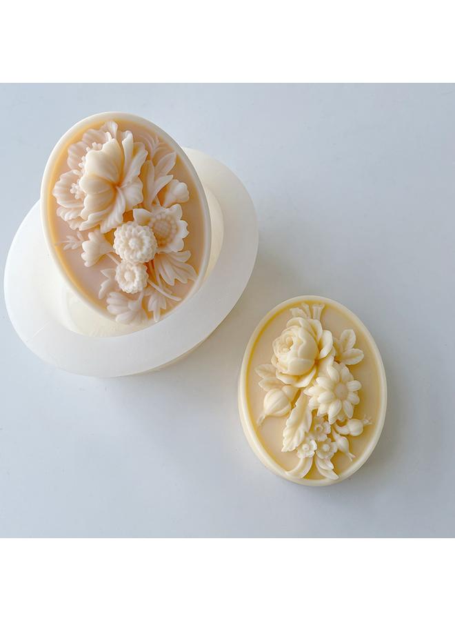 Bluejw Embossed Flower Silicone Soap Mold DIY Oval Fragrance Car Fragrance Brand Plaster Mold Ornaments Baking Utensils - Image 3