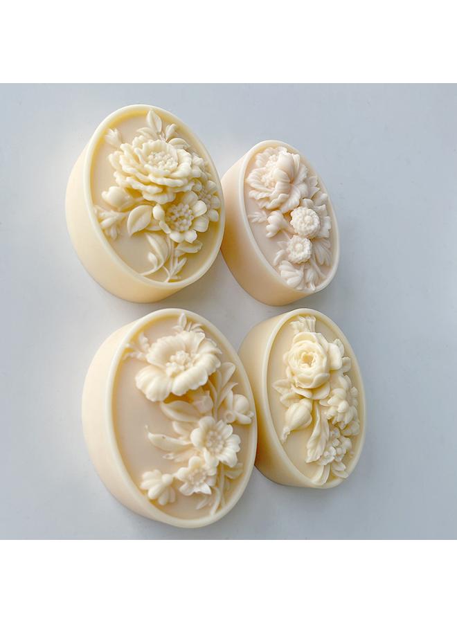 Bluejw Embossed Flower Silicone Soap Mold DIY Oval Fragrance Car Fragrance Brand Plaster Mold Ornaments Baking Utensils - Image 2