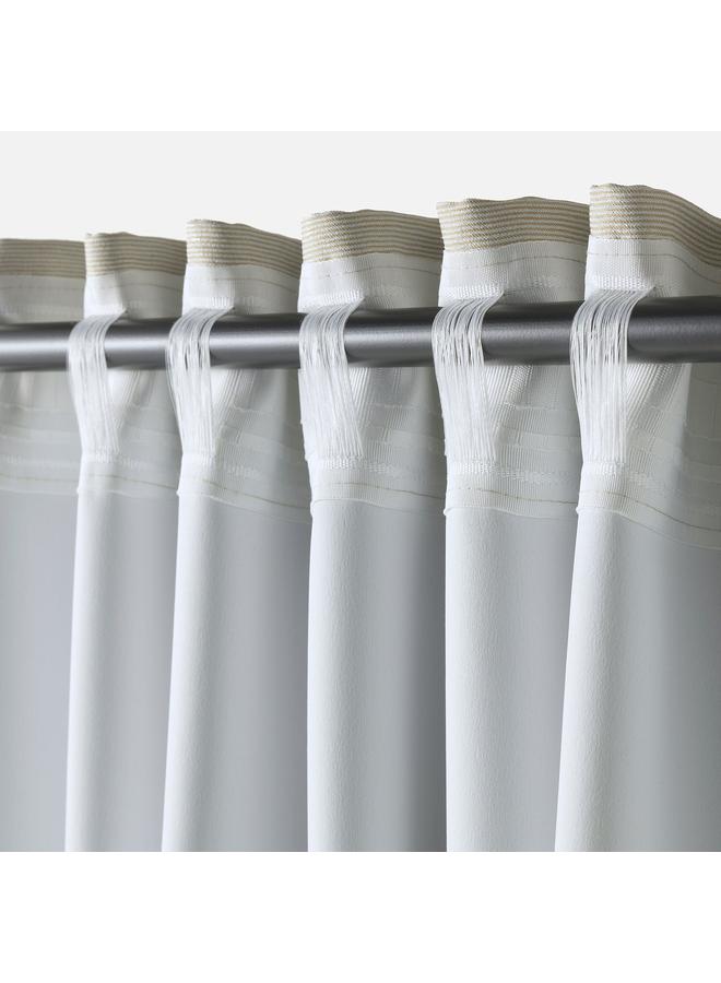 erorex Room darkening curtains, 1 pair, beige/with heading tape, 145x300 cm - Image 4