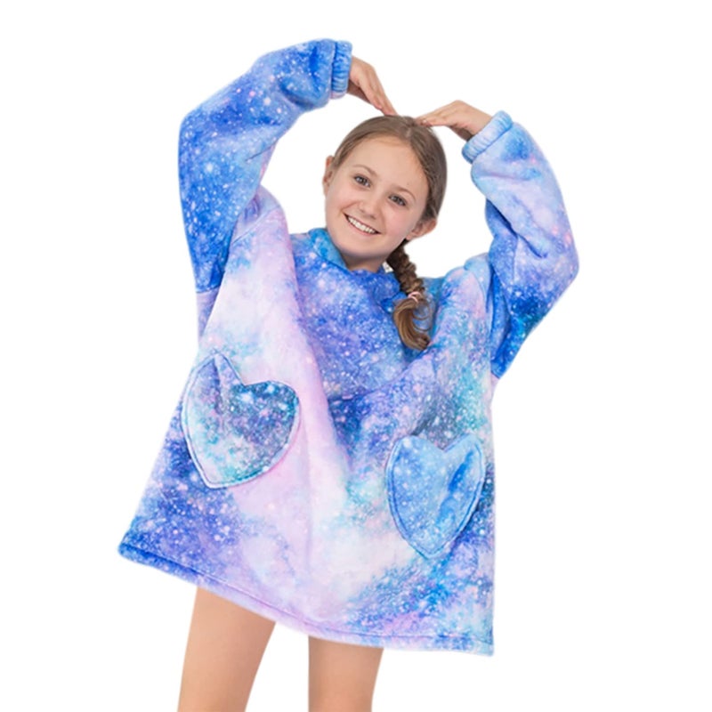 Fiosnow Galaxy Blanket Hoodies for Kids 6-13YR Oversize Wearable Blanket Hoodies for Boys Girls Teens - Image 1