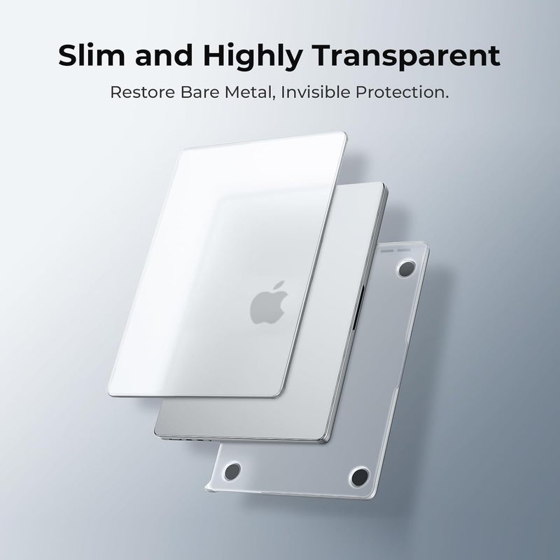 Eoocoo حافظة EooCoo متوافقة مع MacBook Pro الجديد 14 بوصة 2024-2021، M4 A3112 A3185 A3401 M3 A2918 A2992 M2 A2779 M1 A2442 Pro Max Chip Touch ID، غلاف صلب شفاف فائق النحافة - مات شفاف - Image 3