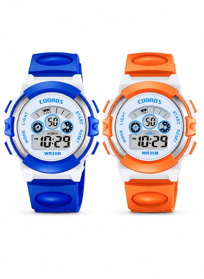 COOBOS 2Pcs Set Kids' Water Resistant Rubber Digital Watch - Image 1