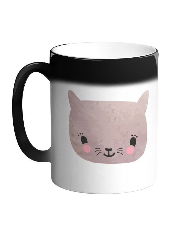 Happy Cat Printed Colour Changing Coffee Mug Black 11ounce