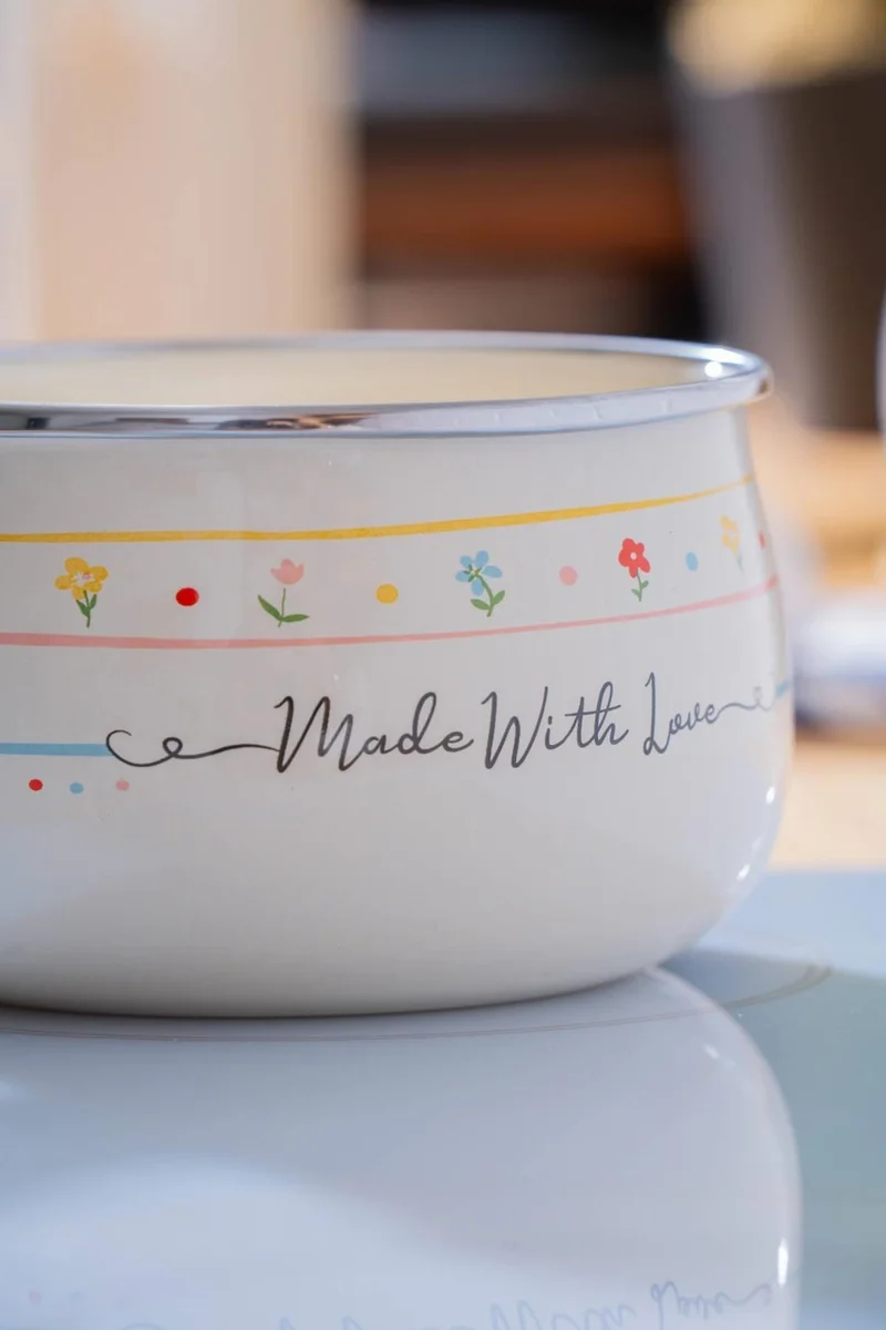 Acar Made With Love Enamel Milk Jug / Sauce Jug - 14 cm