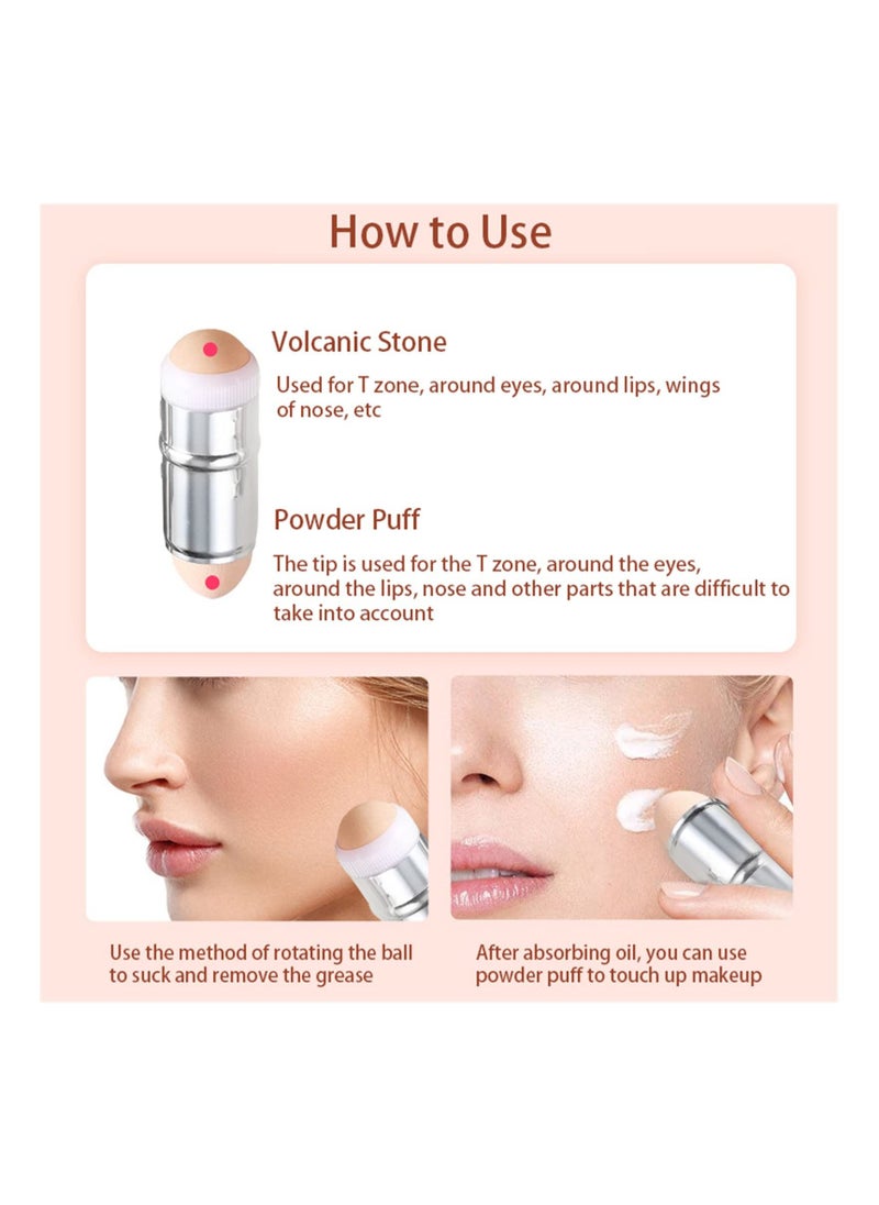 KASTWAVE Volcanic Oil Absorbing Roller, Reusable Facial Skincare Tool Clean Dual-purpose Makeup Egg Detachable Oil Control Ball with Makeup Sponge to Remove Excess Shine, Makeup Naturally  - Image 2
