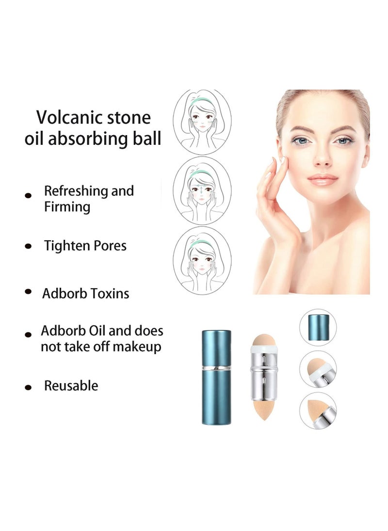KASTWAVE Volcanic Oil Absorbing Roller, Reusable Facial Skincare Tool Clean Dual-purpose Makeup Egg Detachable Oil Control Ball with Makeup Sponge to Remove Excess Shine, Makeup Naturally  - Image 3