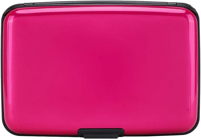 ELFISH Mini RFID Aluminum Wallet Credit Cards Holder Business Card Case Metal ID Case for Men Women (Pink) - Image 1