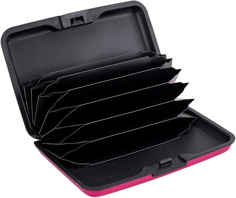 ELFISH Mini RFID Aluminum Wallet Credit Cards Holder Business Card Case Metal ID Case for Men Women (Pink) - Image 2