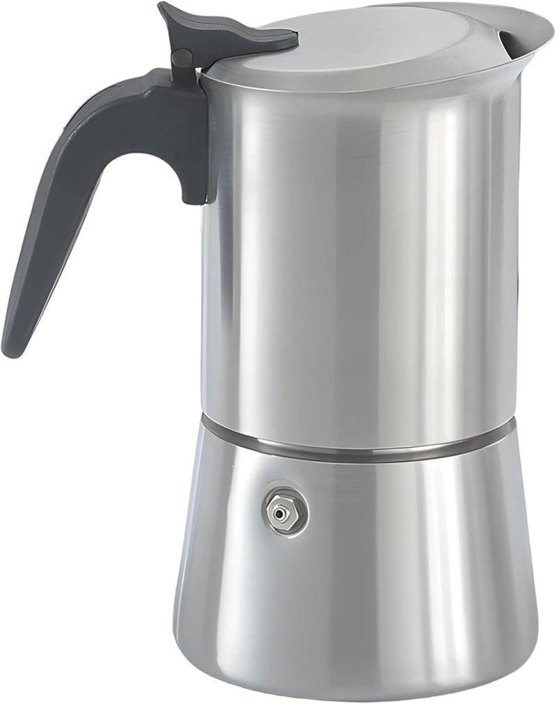 Italian Coffee Maker Moka Pot 10.14 Oz / 300 Ml, 304 Stainless Steel, Double Valve Design, Stovetop Maker, Large 4-6 Cup for Home, Outdoor - Image 1
