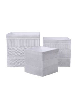 Geno 3-Piece High-Quality Matte Finishing Ceramic Flower Pot Set White 25 x 44 x 64 cm LC5007-3S 