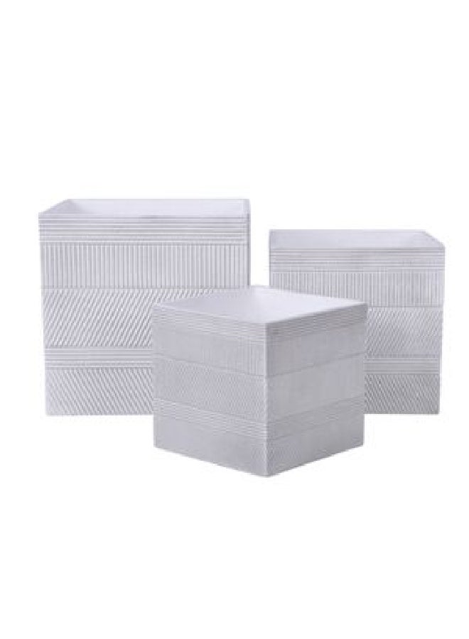 طقم أوعية زهور سيراميك ذات تشطيب غير لامع عالي الجودة مكون من 3 قطع وباللون الابيض  25 × 44 × 64 سم LC5007-3S