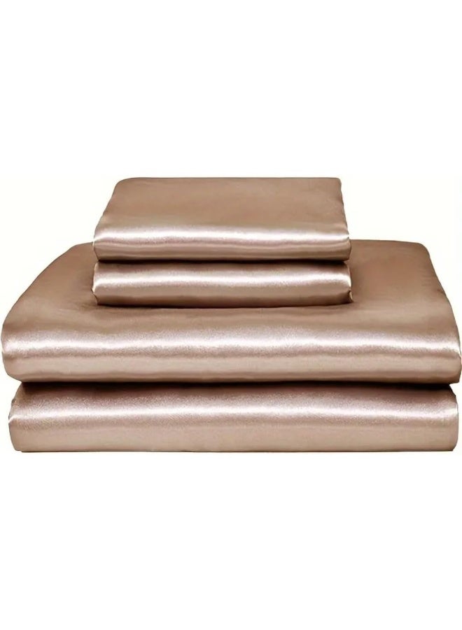 bedding zone طقم ملاءات سرير ساتين حريري من بيدينغ زون - كاكي - Image 3