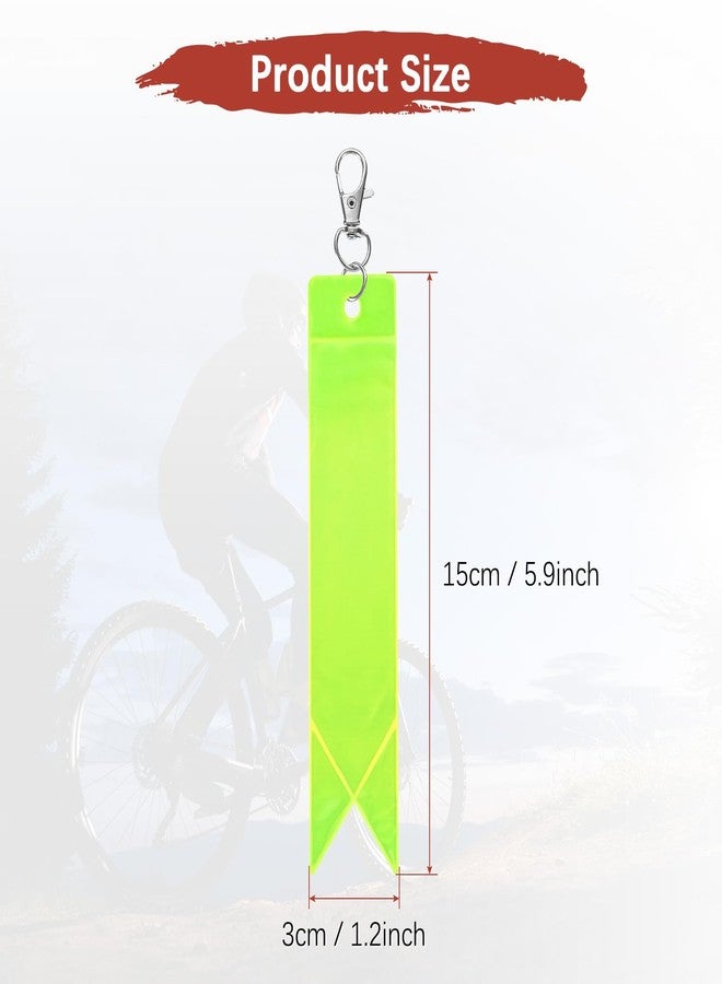 TIXIPEM Safety Reflector Pendants [8PCS] - Reflective Safety Keychain Gear with Clips Use for Backpack & Running & Cycling - [Fluorescent Green-5.9IN/15CM] Double-Sided Reflective Tags - Image 3