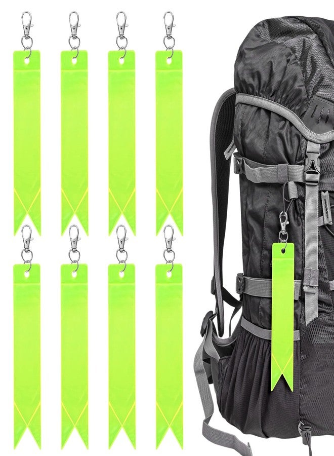 TIXIPEM Safety Reflector Pendants [8PCS] - Reflective Safety Keychain Gear with Clips Use for Backpack & Running & Cycling - [Fluorescent Green-5.9IN/15CM] Double-Sided Reflective Tags - Image 1