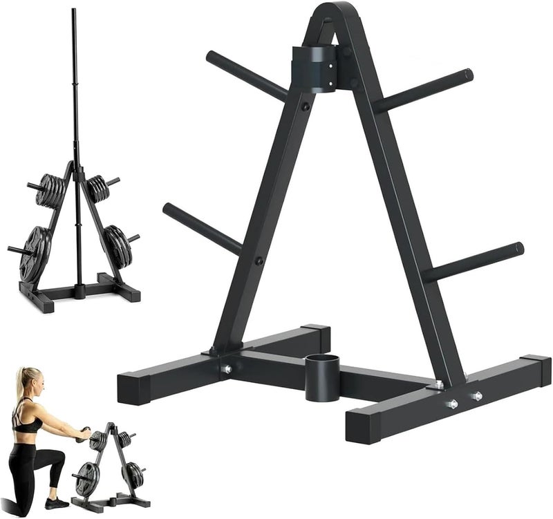 Hcosmy Upgraded Weight Plate Tree - 200kg Capacity Olympic Plate Rack with Barbell Holder - Space-Saving A-Frame Storage Organizer for Home Gym - Heavy Duty Steel with Floor Protection (Only Holder) - Image 1