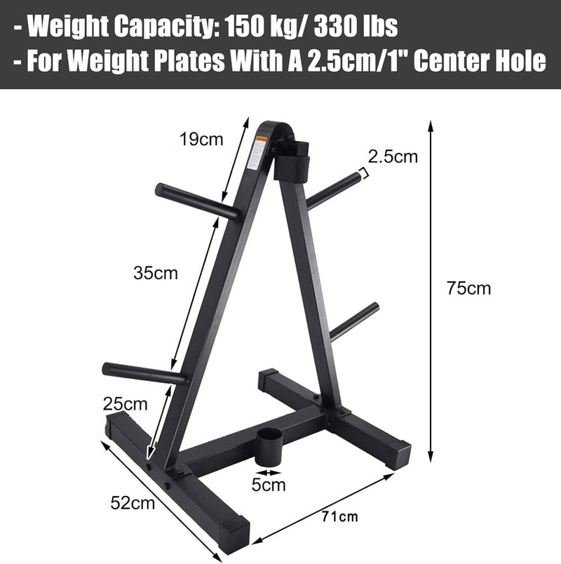 Hcosmy Upgraded Weight Plate Tree - 200kg Capacity Olympic Plate Rack with Barbell Holder - Space-Saving A-Frame Storage Organizer for Home Gym - Heavy Duty Steel with Floor Protection (Only Holder) - Image 2