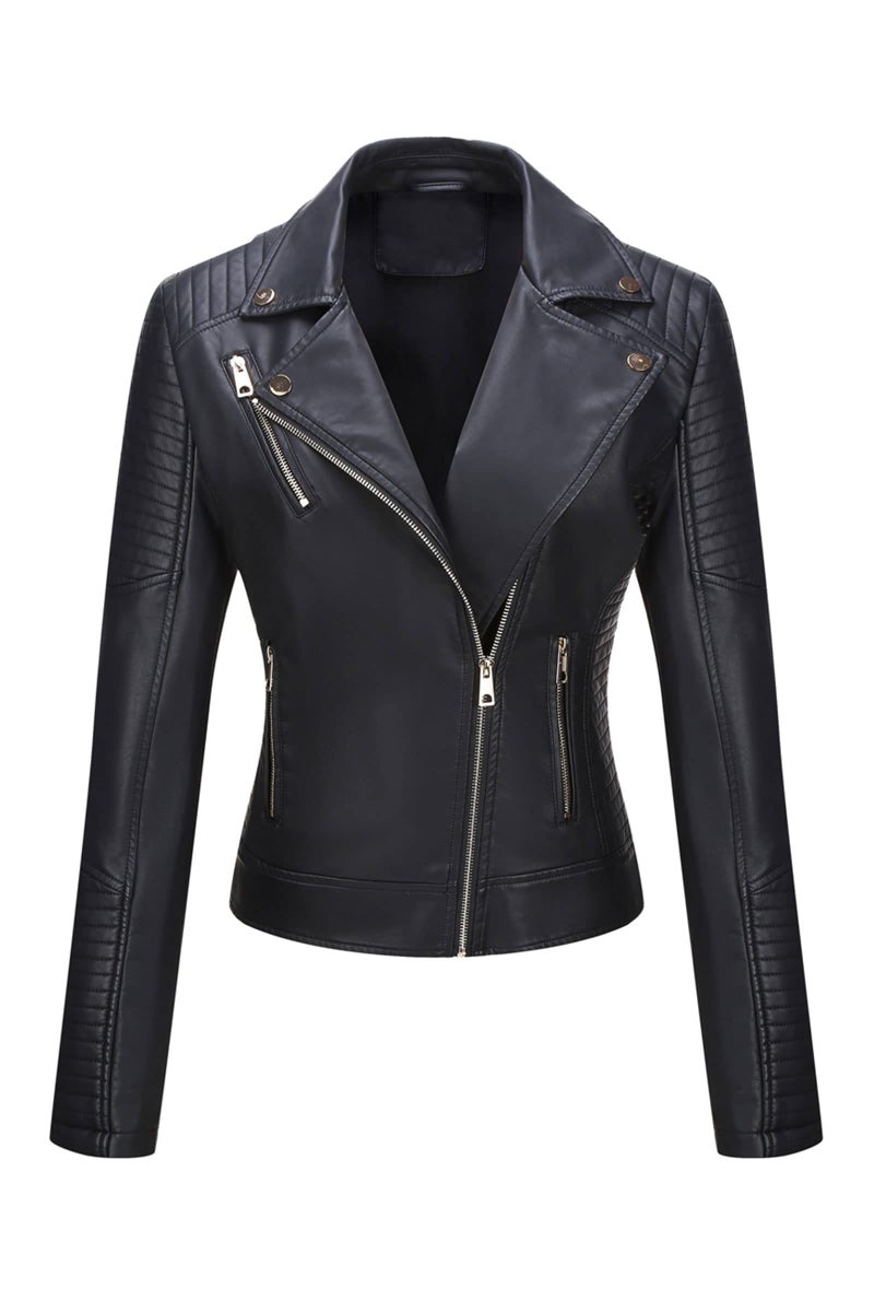 Bellivera Women's Faux Leather Jacket Motorcycle Standard Outerwear 53 Black L - Image 1