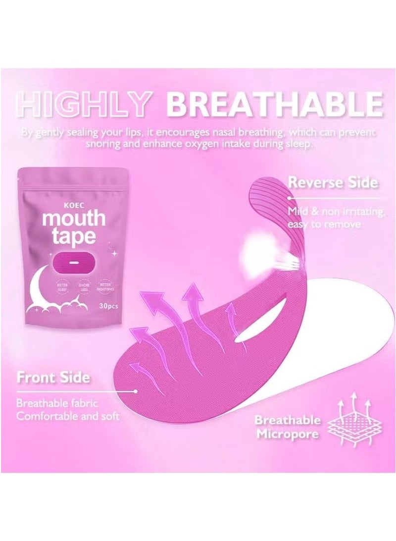 KOEC Mouth Tape for Sleeping - Anti Snoring Strips for Better Sleep - Comfortable & Hypoallergenic - Promote Nasal Breathing (Black, 30) - Image 3