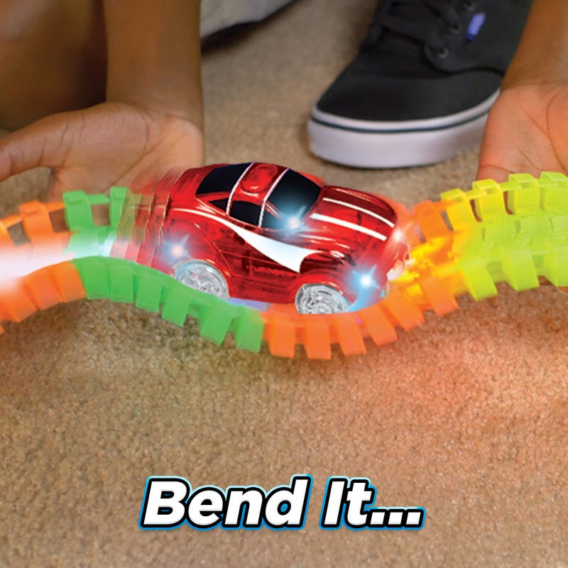 MAGIC Tracks Ontel Magic Tracks 10 Foot Glow In The Dark Bendable Flexible Racetrack with LED Light-Up Race Car, Educational Playset Birthday Gift for Ages 3+ - Image 4