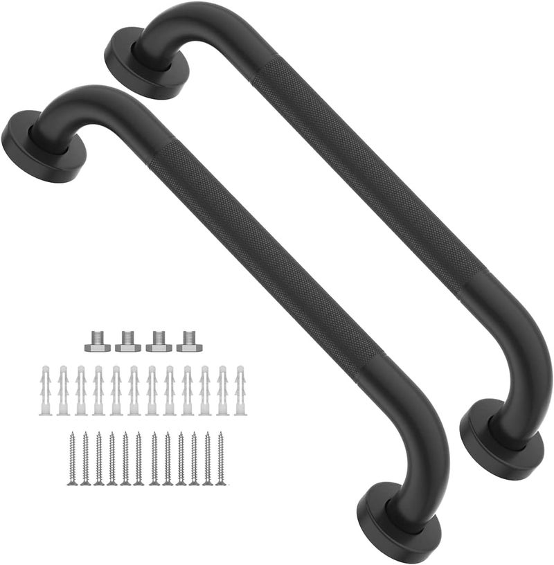 Munzong قضيب الاستحمام المضاد للانزلاق مقاس 16 بوصة باللون الأسود المطفي، قضيب حمام من مونزونغ، قضيب توازن حمام مخرز، درابزين أمان لدعم المعاقين وكبار السن وإصابات المساعدة لكبار السن مقبض الحمام - Image 1