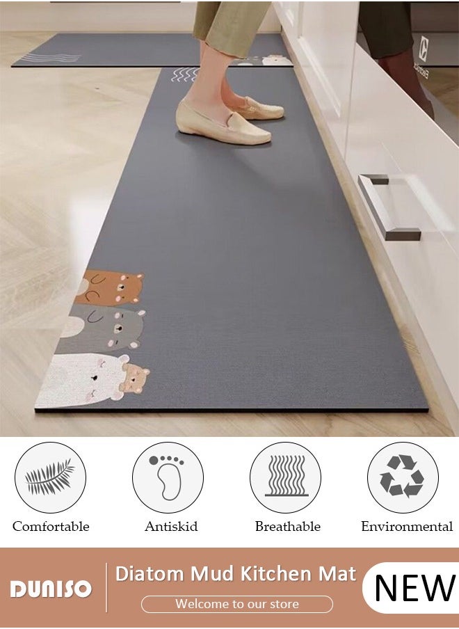 DUNISO 2 PCS  Kitchen Mats and Rugs Set , Non Slip Heavy Duty Standing Mat, Quick Dry Diatom Mud Floor Mat,  Extra Soft and Absorbent Floor Mats for  Kitchen, Bath, Office, Laundry(40*60cm+40*120cm)  - Image 1