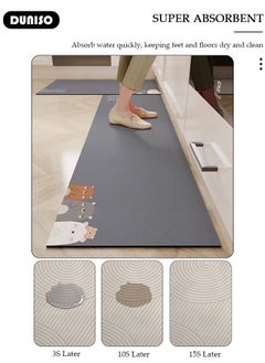 DUNISO 2 PCS  Kitchen Mats and Rugs Set , Non Slip Heavy Duty Standing Mat, Quick Dry Diatom Mud Floor Mat,  Extra Soft and Absorbent Floor Mats for  Kitchen, Bath, Office, Laundry(40*60cm+40*120cm)  - Image 2