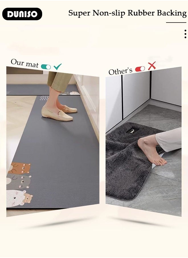 DUNISO 2 PCS  Kitchen Mats and Rugs Set , Non Slip Heavy Duty Standing Mat, Quick Dry Diatom Mud Floor Mat,  Extra Soft and Absorbent Floor Mats for  Kitchen, Bath, Office, Laundry(40*60cm+40*120cm)  - Image 3