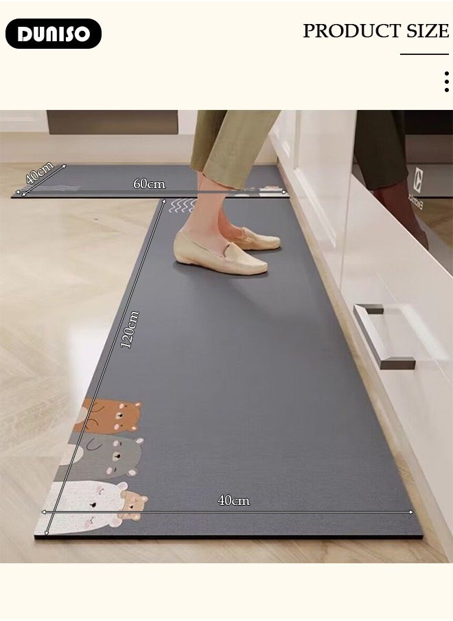 DUNISO 2 PCS  Kitchen Mats and Rugs Set , Non Slip Heavy Duty Standing Mat, Quick Dry Diatom Mud Floor Mat,  Extra Soft and Absorbent Floor Mats for  Kitchen, Bath, Office, Laundry(40*60cm+40*120cm)  - Image 4