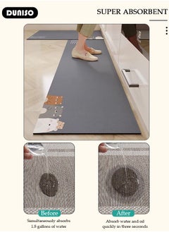 DUNISO 2 PCS  Kitchen Mats and Rugs Set , Non Slip Heavy Duty Standing Mat, Quick Dry Diatom Mud Floor Mat,  Extra Soft and Absorbent Floor Mats for  Kitchen, Bath, Office, Laundry(40*60cm+40*120cm)  - Image 5