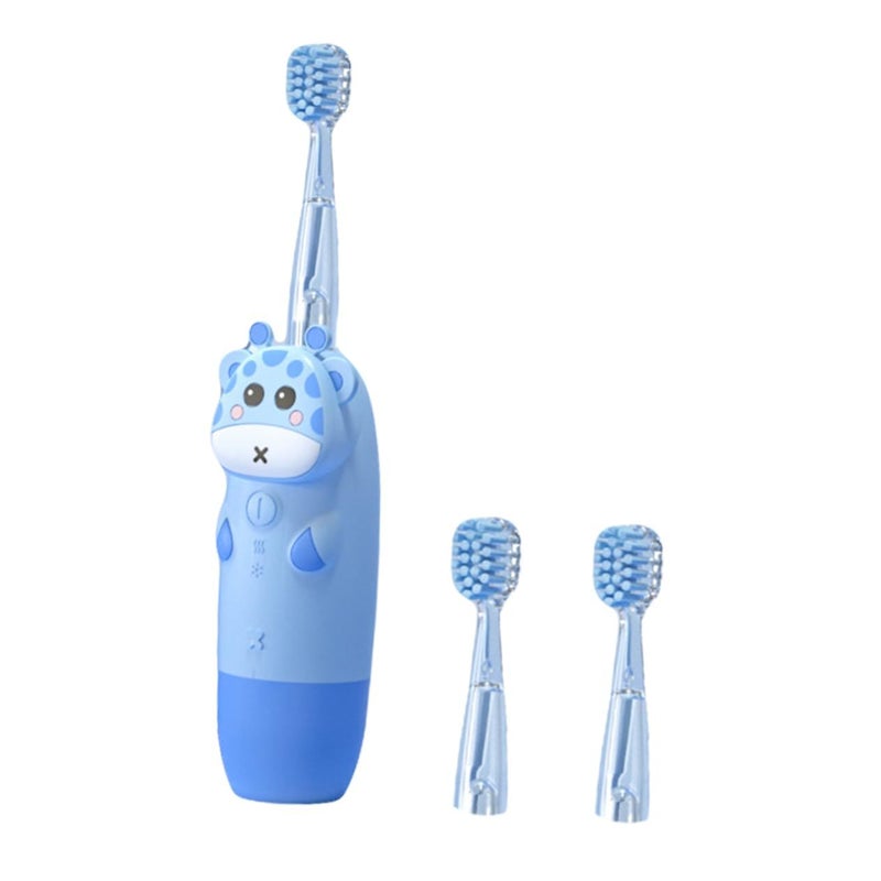 Sky Blue Kids Electric Toothbrush Set Sonic Vibrating Ergonomic Non Slip Handle Colorful Light Durable - Image 2