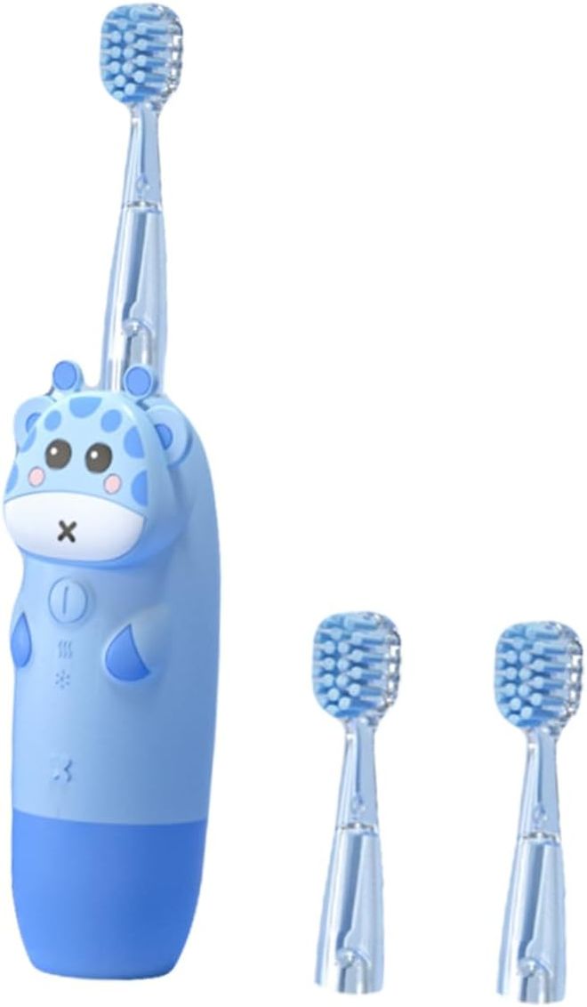 Sky Blue Kids Electric Toothbrush Set Sonic Vibrating Ergonomic Non Slip Handle Colorful Light Durable - Image 1