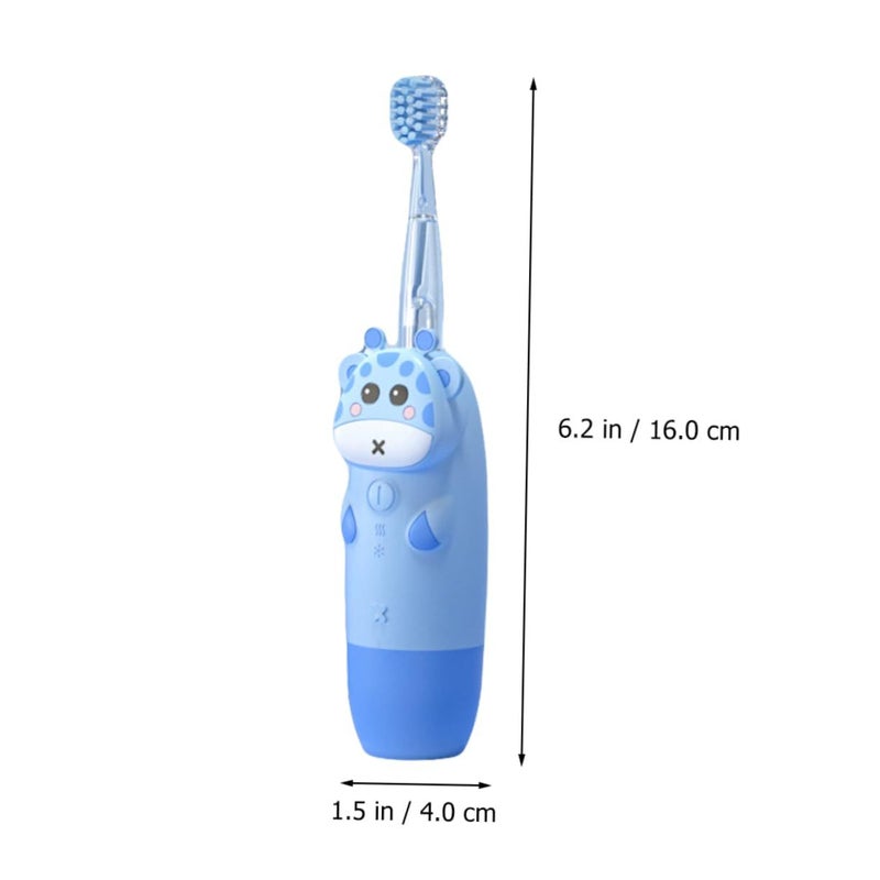 Sky Blue Kids Electric Toothbrush Set Sonic Vibrating Ergonomic Non Slip Handle Colorful Light Durable - Image 3