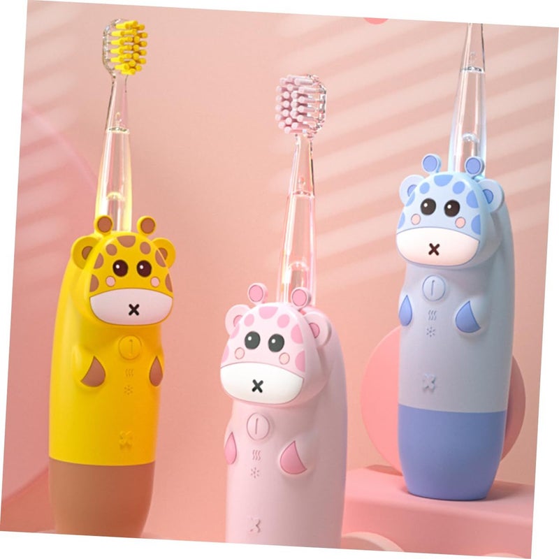 Sky Blue Kids Electric Toothbrush Set Sonic Vibrating Ergonomic Non Slip Handle Colorful Light Durable - Image 5