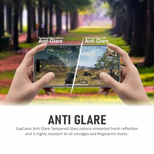 SupCares Matte Anti-Glare Tempered Glass for iPhone 17 (6.3 Inch) With Installation Kit | Military-Grade Gorilla Screen Protector | Edge to Edge Coverage | Black - Image 3