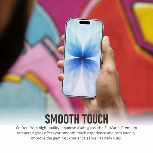 SupCares Matte Anti-Glare Tempered Glass for iPhone 17 (6.3 Inch) With Installation Kit | Military-Grade Gorilla Screen Protector | Edge to Edge Coverage | Black - Image 4