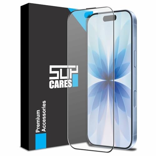 SupCares Matte Anti-Glare Tempered Glass for iPhone 17 (6.3 Inch) With Installation Kit | Military-Grade Gorilla Screen Protector | Edge to Edge Coverage | Black - Image 1
