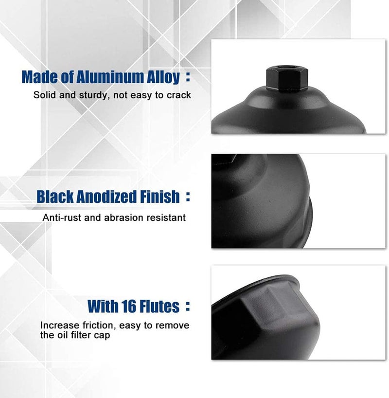 RULLINE 86mm 16 Flutes Oil Filter Wrench for BMW Engines - Black Aluminum Tool - Image 5