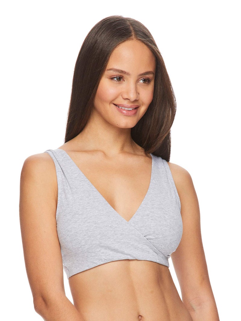 Lamaze womens Cotton Spandex Sleep for Nursing and Maternity Full Coverage Bra, Heather Grey, Large US - Image 1