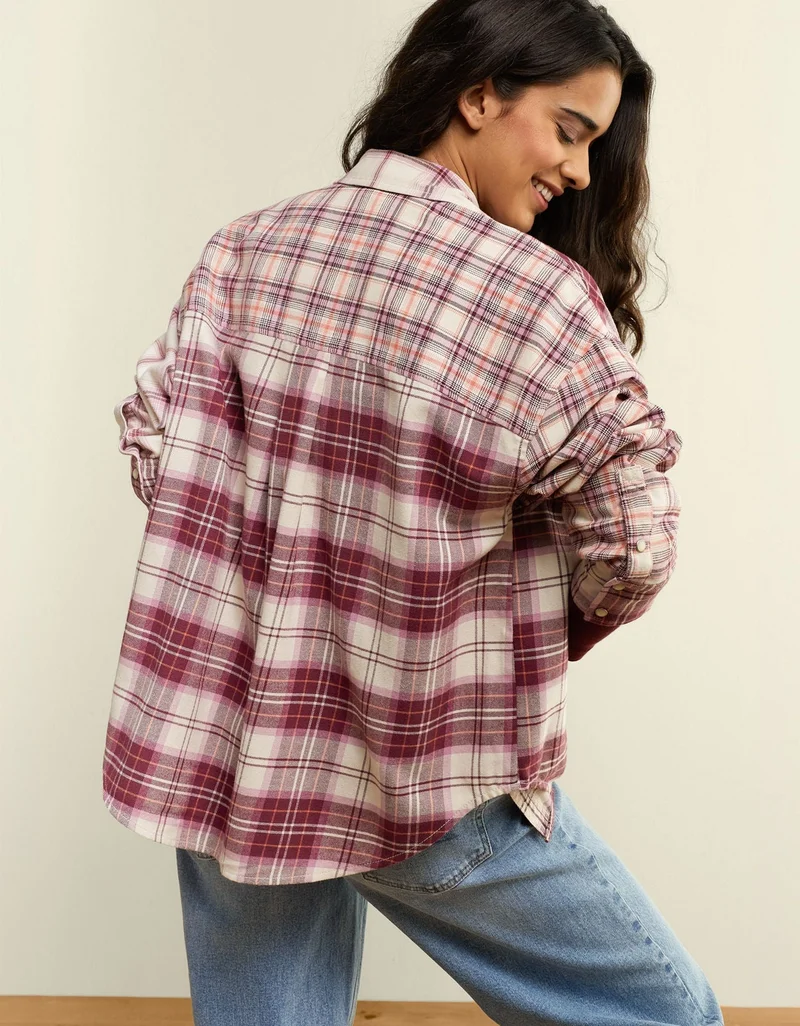 American Eagle  AE Oversized Flannel Shirt for Women | Best Price UAE