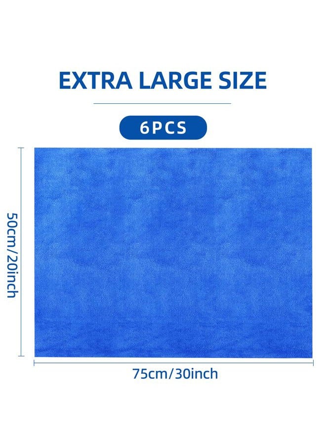 IIDEA 6 Pack Microfiber Cleaning Cloths Extra Large 30" x 20",XL Rags Washable Reusable Streak Free Lint Free Towels for Floor Mop,Glass,Windows,Kitchen,Bathroom,Office & Car Cleaning(Blue) - Image 2