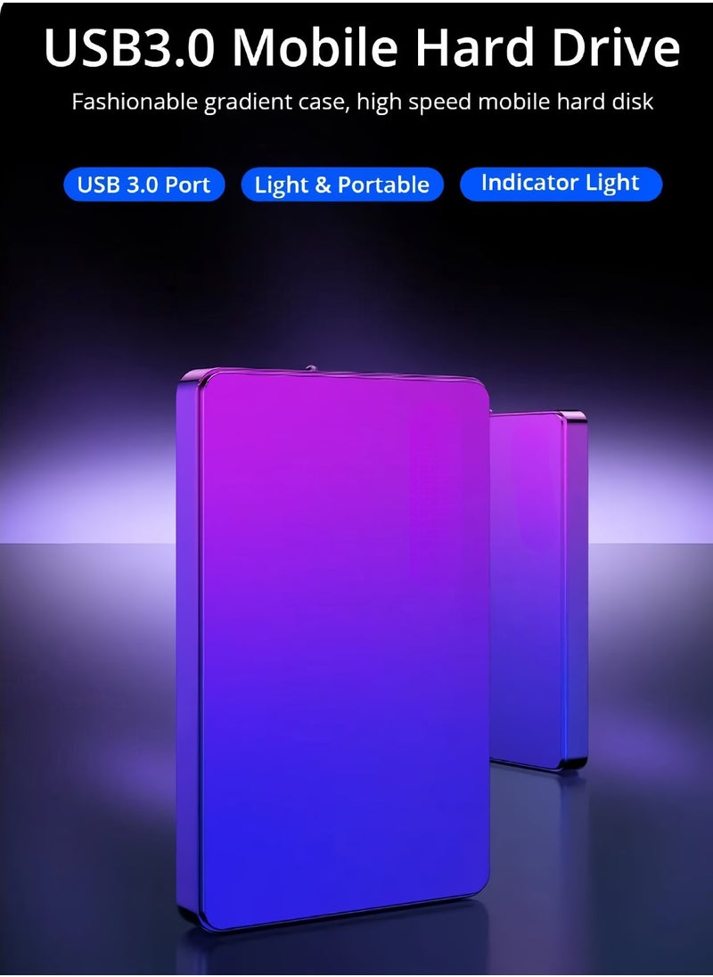 AROAQ - External Hard Drive, USB3.0 Ultra Slim HDD Storage Device, Portable Compact High-speed Mobile Hard Disk Compatible for Pc, Desktop, Mobiles, Laptop, Game Console, Ps4, (Gradient Blue Purple, 120GB) - Image 1