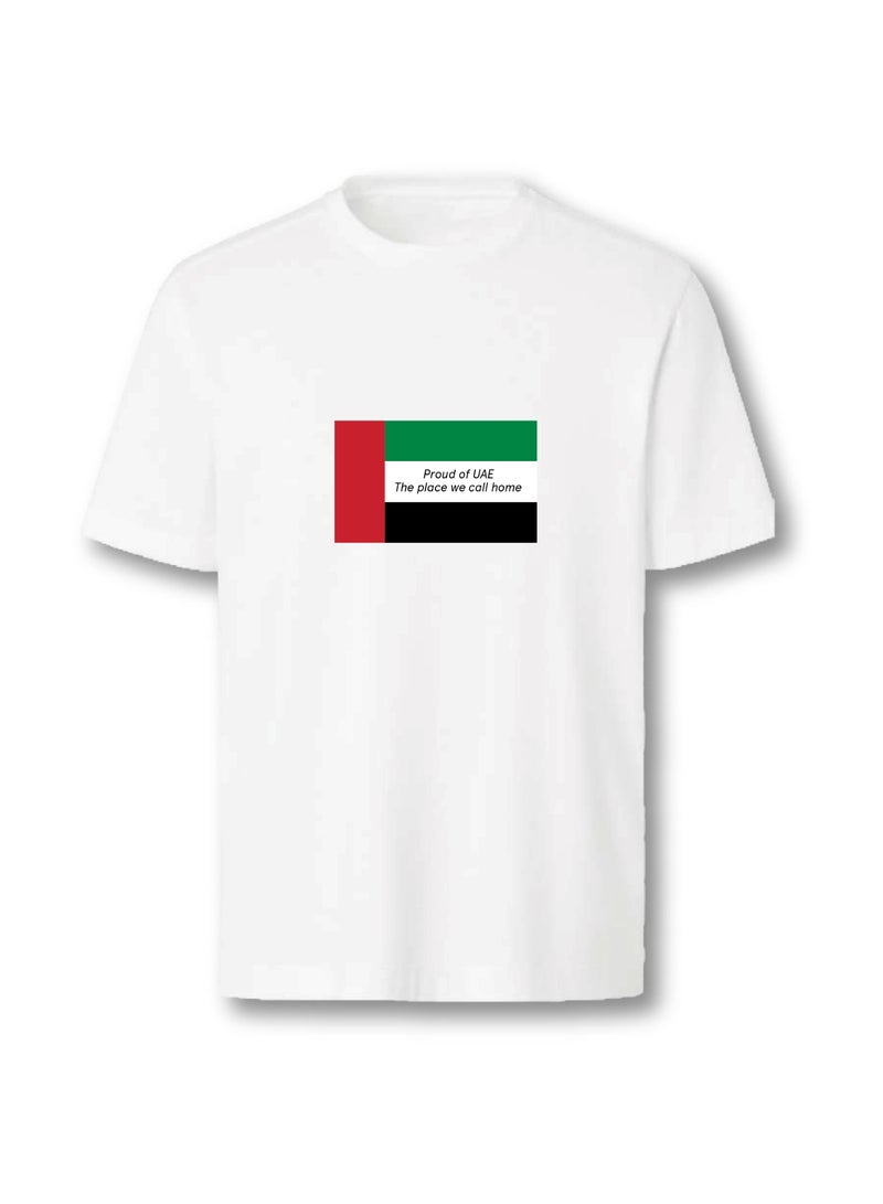 UAE Collection Classic Round Neck T-Shirt with UAE Flag Print, Comfortable Cotton Blend - Image 1