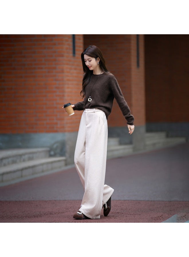 dme Demana [with Soft Wool] Winter Korean Style Simple Loose Straight-leg Comfortable Concealing Zipper Women's Casual Pants - Image 2