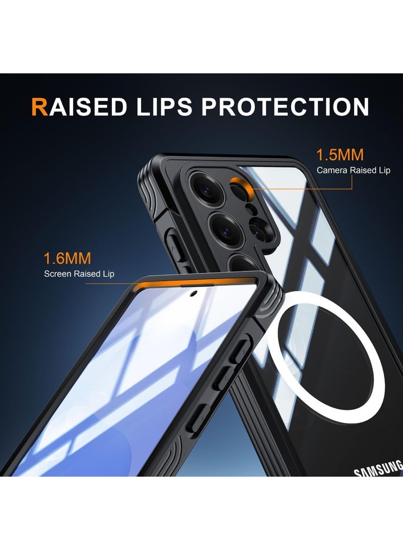 Adando for Samsung S26 Ultra Magnetic Case: Mil-Grade Protection Full Body Case Built-in 9H Screen Protector & Full Camera Protector -Dustproof Heavy Duty Full Body Protective Cover (Black) - Image 3