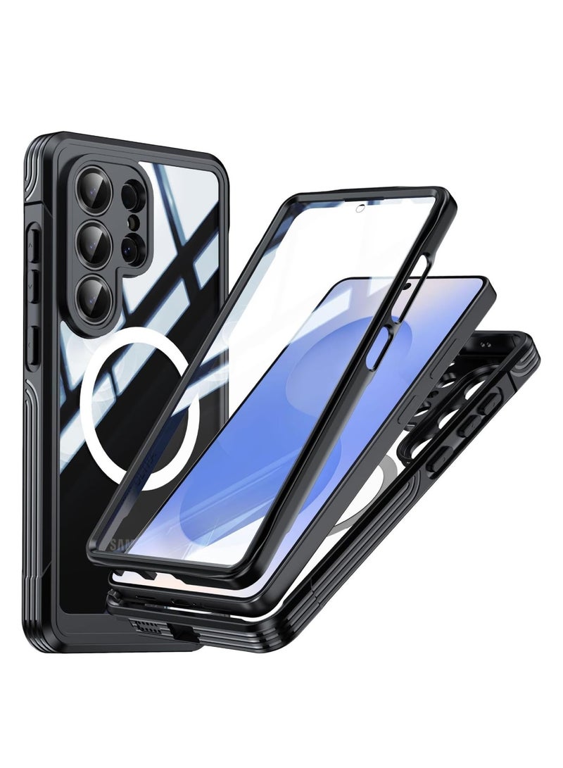 Adando for Samsung S26 Ultra Magnetic Case: Mil-Grade Protection Full Body Case Built-in 9H Screen Protector & Full Camera Protector -Dustproof Heavy Duty Full Body Protective Cover (Black) - Image 1