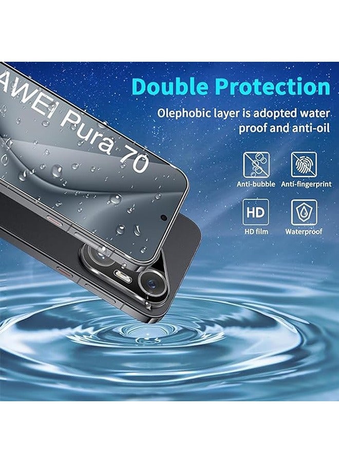 2 Pack Huawei Pura 70 5G Screen Protector, 9H Tempered Glass Screen Protector for Huawei Pura 70 5G, Full Coverage Bubble-Free Tempered Film, Anti-Scratch Film  - Image 3