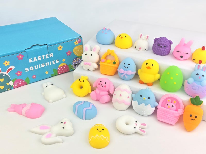Wondrus Non Candy Easter Egg Fillers Stuffers for Kids 24 PCS Easter Mochi Squishy Fidget Toys Gifts Basket Essentials for Toddler Mini Party Favors Supplies Prizes Goodie Treat Bag Trinkets for Boys Girls - Image 3
