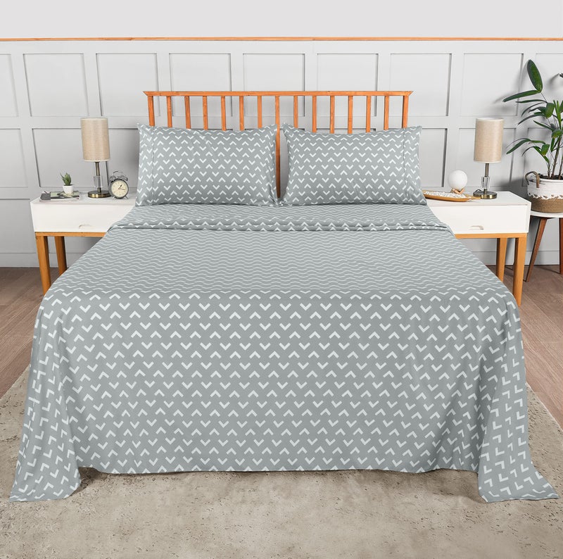 Utopia Bedding Queen Sheet Set, Soft Microfiber 4 Piece Bed Sheets with 15" Deep Pocket - Easy Care Brushed Microfiber (Arrows - White) - Image 3