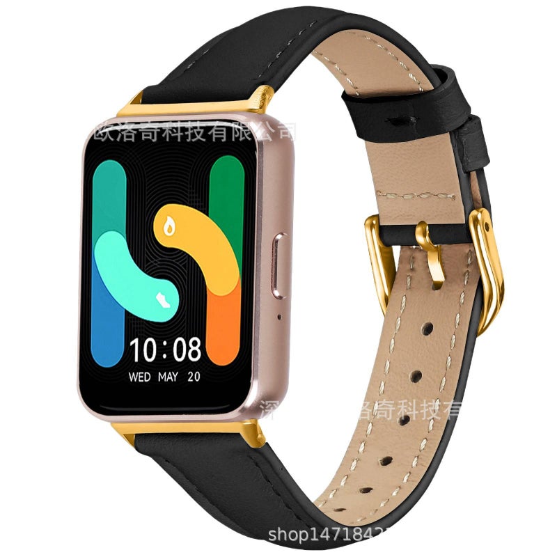 سوار ساعة ذكية سوار جلدي كلاسيكي متوافق مع Samsung Galaxy Watch بملاءمة قابلة للتعديل وحزام بديل للاستخدام اليومي باللون Gold قابل للتعديل للتنقل اليومي سهل التخزين - Image 4